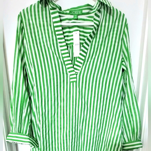 NWT JCREW Preppy Green Stripe Swimsuit Coverup Size XXS - Picture 3 of 4